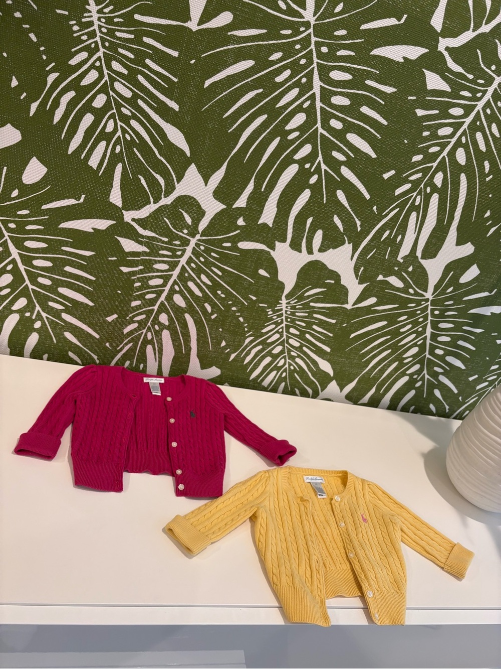 Set Of Two Ralph Lauren Kids Cable-Knit Cardigans in Fuchsia & Lemon🩷💛